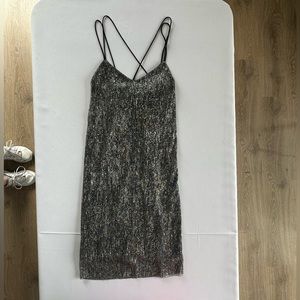 Silver / Black Mini Dress